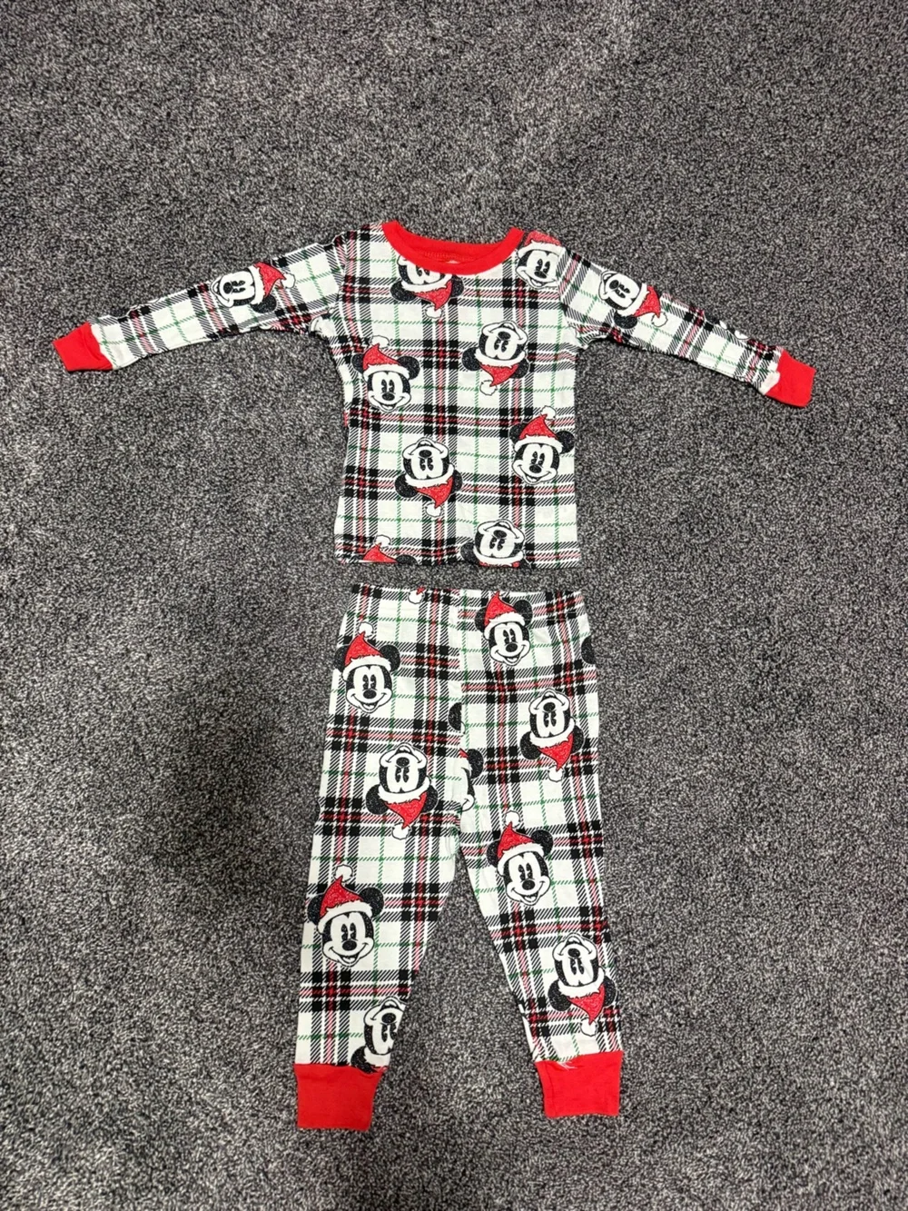18 month Mickey Mouse pajamas plaid Christmas